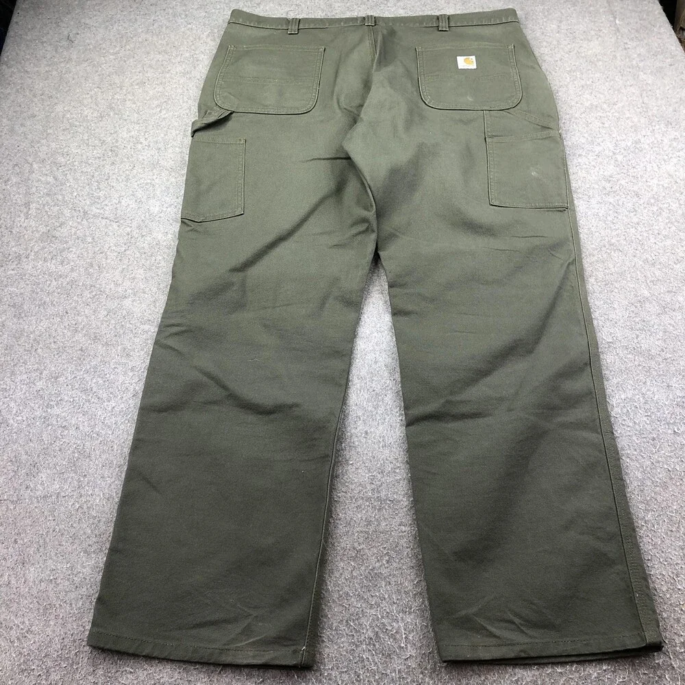 Carhartt Pants Mens 40x32 Green Canvas Carpenter Relaxed Straight Workwear